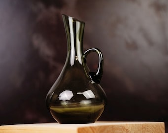Vaso vintage in vetro fumé | Vaso moderno in vetro fumé verde Mid-Century | Stile Alfred Taube | Vetro soffiato a mano | Stoviglie uniche