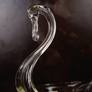 Handmade Glass Swan, Clear Glass, Glass Decoration, Vintage Glass Swan, Glass Aquatic Animals, Swan Lovers, Collectors, Perfect Gift