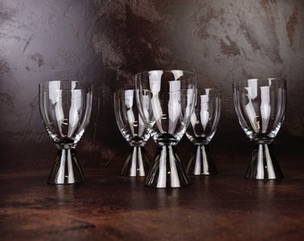 Vintage Rosenthal Fortuna Smoke Fluted Wine Glasses - German Glassware, Set of 5