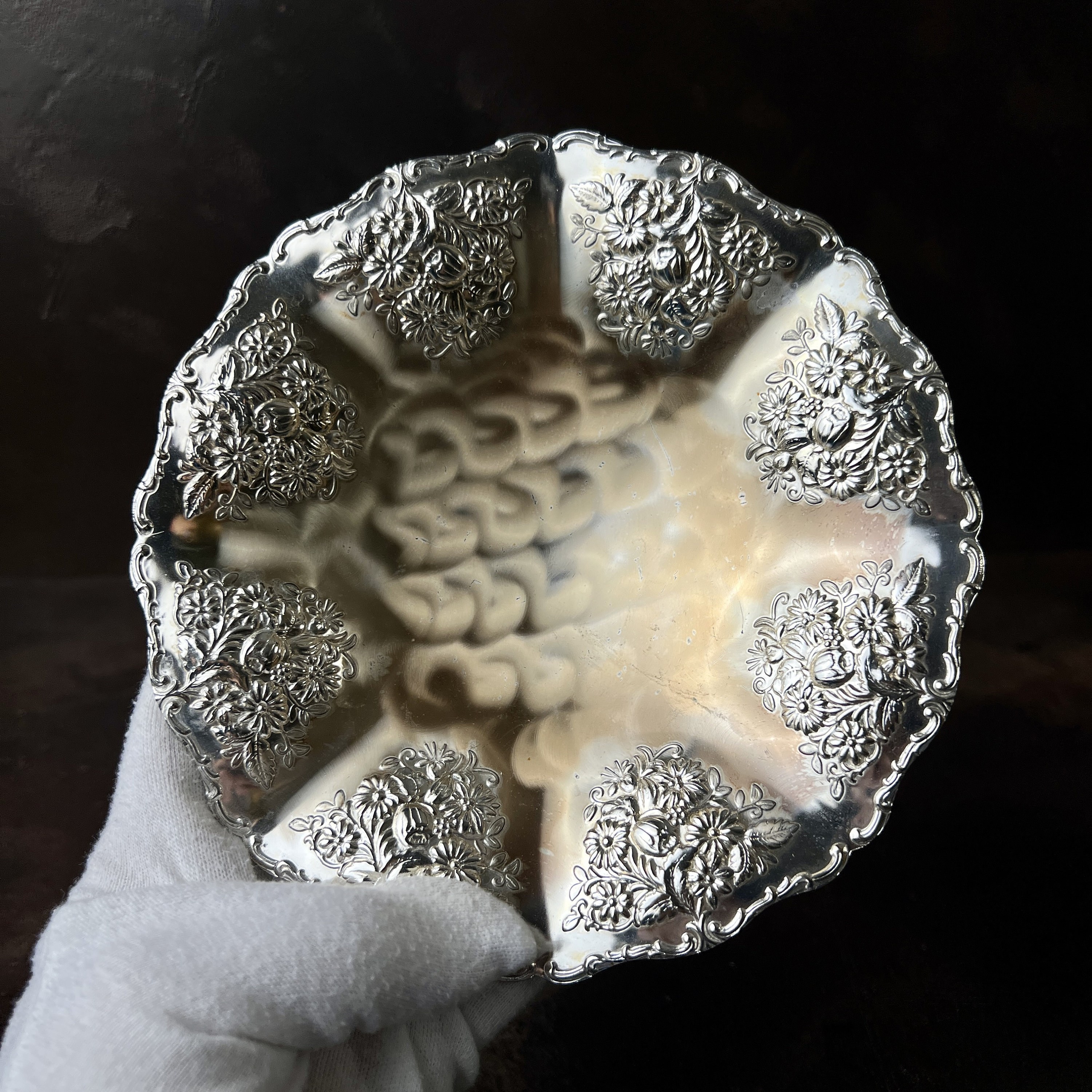 Vintage Silver Plated Bowl, Reichhart, W-germany, Floral
