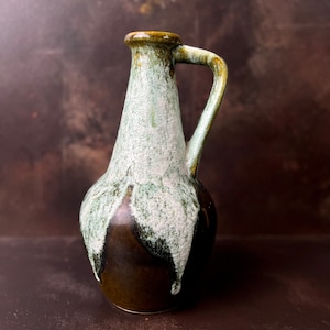 Vintage Fat Lava Jug, Vase, Pitcher, Circa 1950-1970, by BAY, W. Germany, Model 6.7 30, Green White