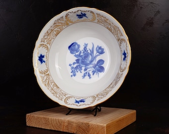 vintage Schumann Arzberg Allemagne Bol | Conception de rose bleue florale d’or | Excellent état | Fabriqué en Allemagne | Bol en porcelaine