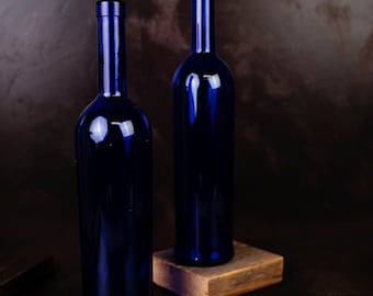 Vintage Cobalt Blue Glass Bottles - Set of 2 | Decorative Vases, Home Decor, Collectibles