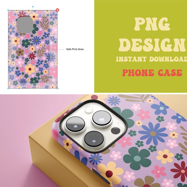 Print On Demand Graphic, Phone Case PNG, Floral Design For Phone Case, Phone Cover PNG, POD Design, Instant Download, Phone Case Sublimation