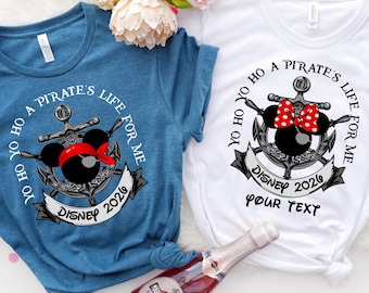 Yo Ho A Pirate's Life For Me Disney 2026 Shirt, Custom Disney Pirate Couple Shirts, Disney Cruise T-shirt, Minnie And Mickey Pirates Shirt