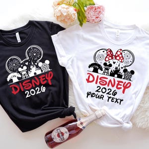 Camisetas familiares Disney 2026, camiseta personalizada de Disneyland, camiseta del equipo Disney, camiseta de Minnie 2026, sudadera de Mickey, ropa para el primer viaje a Disney imagen 1