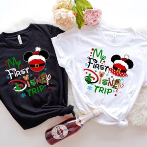 My First Disney Trip Shirts, Family Disneyland Tshirts, Disney World Christmas Sweatshirt, Disney Squad Outfits, Minnie And Mickey Tees