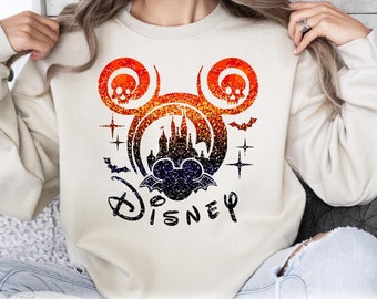 Colorful Disney Halloween Shirt, Shirt Without Glitter But With Glitter Effect, Halloween Shirts For Women, Halloween Tee For Girls