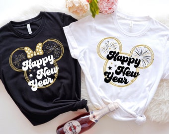 Happy New Year Disney Family Shirt, Cute Disney Couple 2026 Shirt, Disneyland Shirt, Christmas And New Year Vacation Tee, 2026 Holiday Tee