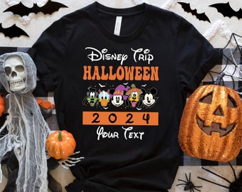 Disney Trip Shirts For Family, Custom Disney Halloween Tshirts, Halloween Squad Sweatshirt, Disney Characters Shirts, Spooky Disney Tee