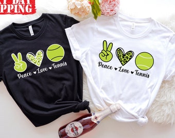Peace Love Tennis Shirt, Tennis T-shirt, Tennis Coach Gift, Court Tennis Player Shirt, Tennis Lovers Gifts, Tennis Gifts, Leopard Tennis Tee