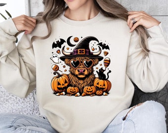 Halloween Highland Cow Shirt, Ghost Cows Shirt, Spooky Season Tshirt, Funny Fall Shirt, Funny Halloween Sweatshirt, Cute Cow Shirt