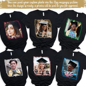 Camisetas de graduación personalizadas con foto vintage, camiseta personalizada de graduado 2026, camiseta de la generación 2026, camiseta de último año 2026, camiseta de graduado orgulloso imagen 1