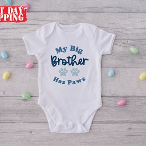 My Big Brother Has Paws Onesie, Pet Pregnancy Announcement, Funny Baby Bodysuit, Dog Siblings Baby Clothes, Baby Shower Gift, New Baby Gift