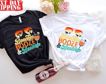 Beaches Booze Besties Shirt, Vacation T-shirt, Girls Trip Shirt, Summer Party Shirt, Women Tank Top, Funny Holiday Shirt, Beach Shirt