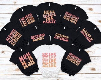 20 camisetas diferentes para despedida de soltera, camisetas para el equipo de la novia, camisetas para el grupo de la novia, camisetas para el equipo de la novia, camisetas sin mangas para la novia, camisetas para la fiesta nupcial.