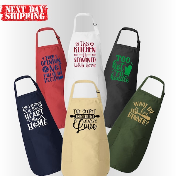 9 Different Cute And Funny Kitchen Aprons For Women And Men, Chef Aprons, Mothers Day Gift, Apron With Pockets, Chef Design Aprons