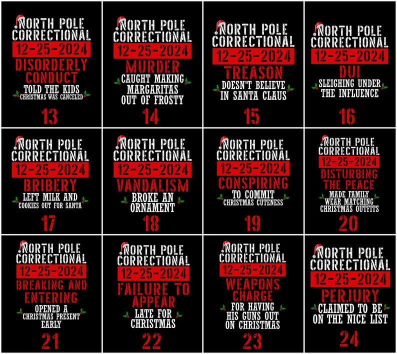 Custom Funny Christmas Group Shirt, 35 Quotes North Pole Correctional Christmas Shirts, Christmas Crew Tshirt, Family Christmas Matching Tee image 3