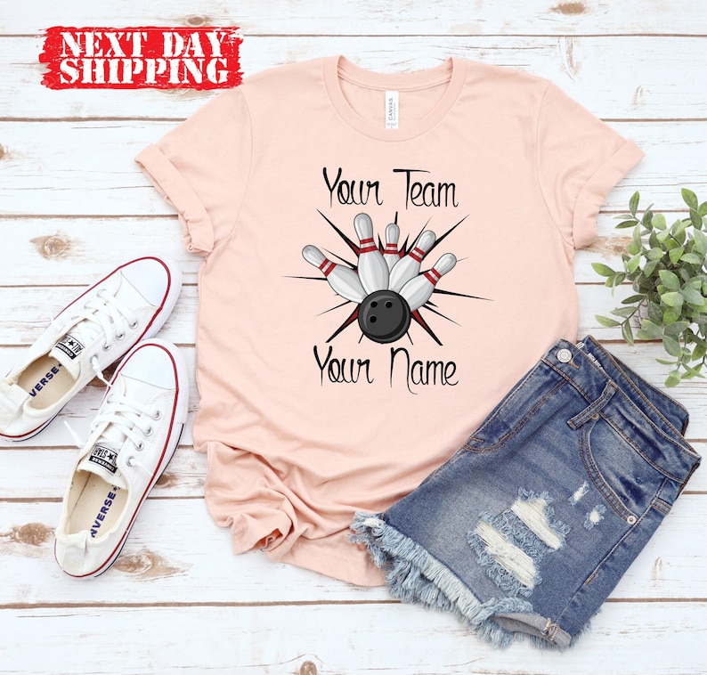 Camiseta de bolos personalizada, camisetas para equipos de bolos, camisetas para el equipo de bolos, camiseta personalizada para el equipo de bolos, camiseta divertida de bolos, regalo para jugadores de bolos imagen 7