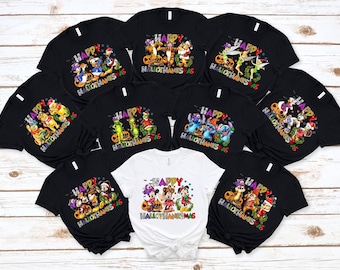 22 Different Happy HalloThanksMas Shirt, Halloween Disneyland Shirt, Mickey And Minnie Fall Sweatshirt, Disney World Thanksgiving Shirt