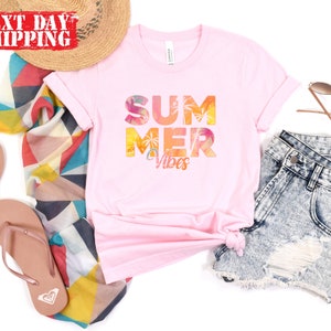 Vintage Summer Vibes Shirt, Retro Summer Vibes Tshirt, Women Summer Tank Top, Colorful Holiday Shirt, Summer Lovers Tee, Cute Summer Tee image 8