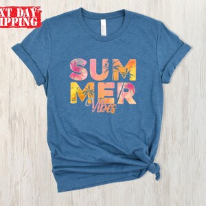 Vintage Summer Vibes Shirt, Retro Summer Vibes Tshirt, Women Summer Tank Top, Colorful Holiday Shirt, Summer Lovers Tee, Cute Summer Tee image 3