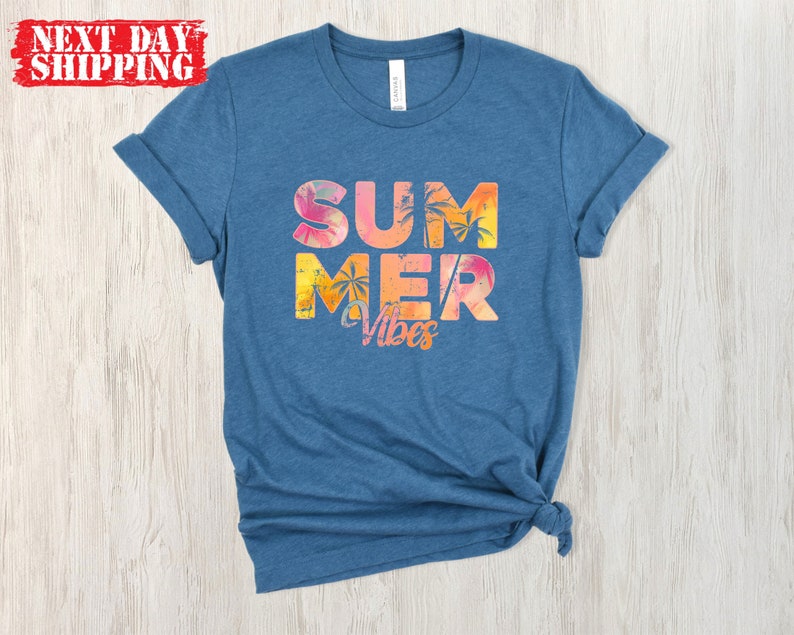 Vintage Summer Vibes Shirt, Retro Summer Vibes Tshirt, Women Summer Tank Top, Colorful Holiday Shirt, Summer Lovers Tee, Cute Summer Tee image 3