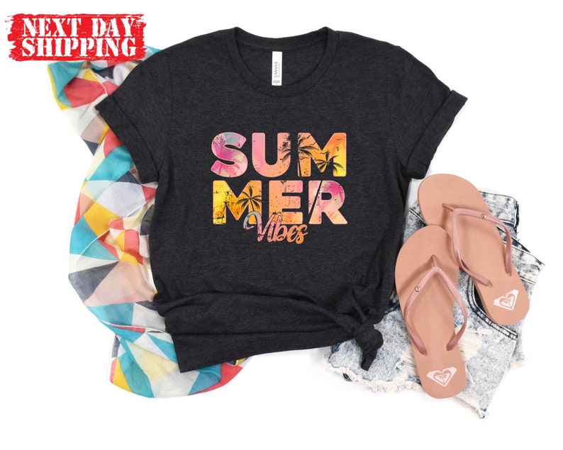 Vintage Summer Vibes Shirt, Retro Summer Vibes Tshirt, Women Summer Tank Top, Colorful Holiday Shirt, Summer Lovers Tee, Cute Summer Tee image 6