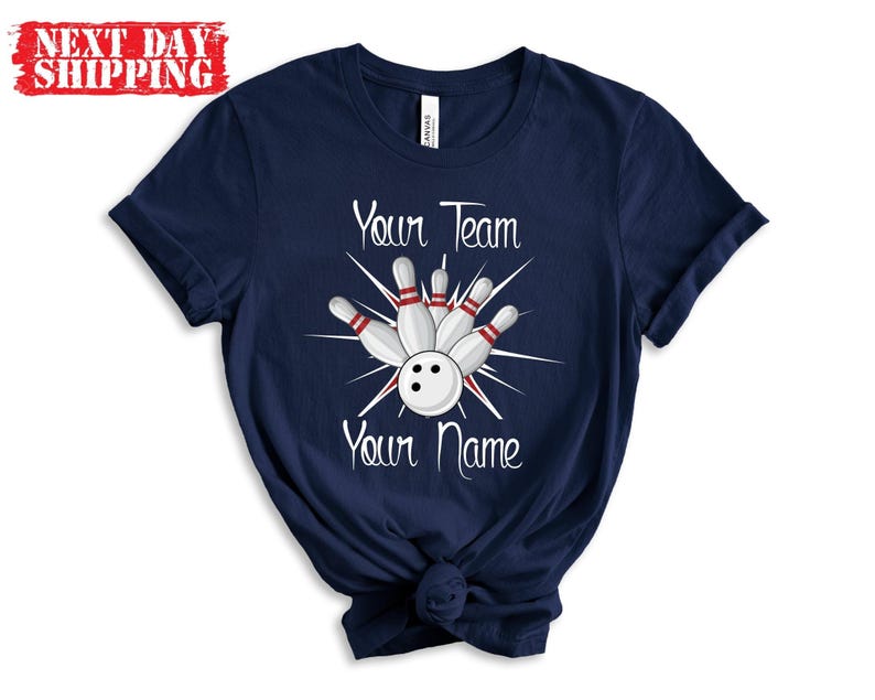 Camiseta de bolos personalizada, camisetas para equipos de bolos, camisetas para el equipo de bolos, camiseta personalizada para el equipo de bolos, camiseta divertida de bolos, regalo para jugadores de bolos imagen 1