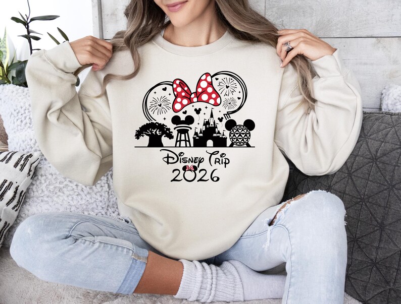 Custom Disney Trip 2026 Shirts, Family Disneyland Shirt, Disney Squad Tshirt,Minnie And Mickey 2026 Sweatshirt, Cute First Disney Trip Shirt image 7