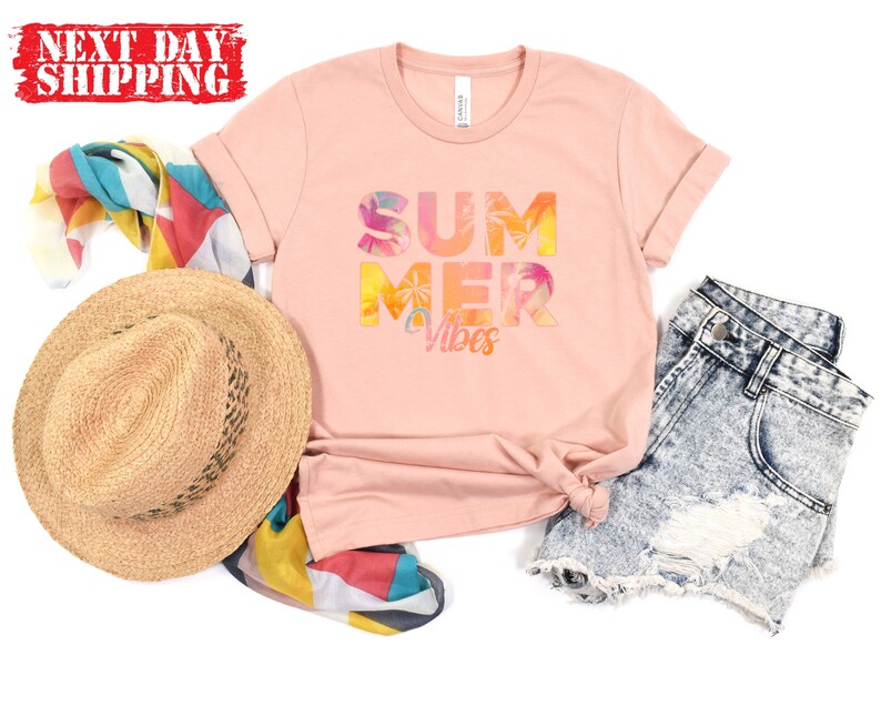 Vintage Summer Vibes Shirt, Retro Summer Vibes Tshirt, Women Summer Tank Top, Colorful Holiday Shirt, Summer Lovers Tee, Cute Summer Tee image 7