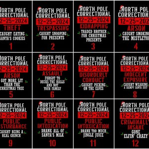 Custom Funny Christmas Group Shirt, 35 Quotes North Pole Correctional Christmas Shirts, Christmas Crew Tshirt, Family Christmas Matching Tee image 2