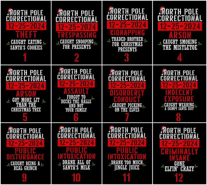 Custom Funny Christmas Group Shirt, 35 Quotes North Pole Correctional Christmas Shirts, Christmas Crew Tshirt, Family Christmas Matching Tee image 2