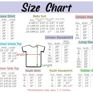 the size chart for a baby's t - shirt