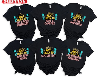 Custom Most Likely To Vacation Shirt, 20 Quotes Colorful Most Likely To Cruise Shirt, Custom Family Vacation Shirt, Women Beach Tank Top