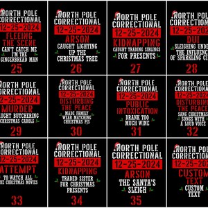 Custom Funny Christmas Group Shirt, 35 Quotes North Pole Correctional Christmas Shirts, Christmas Crew Tshirt, Family Christmas Matching Tee image 4