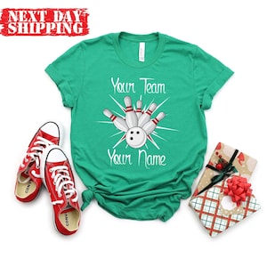 Camiseta de bolos personalizada, camisetas para equipos de bolos, camisetas para el equipo de bolos, camiseta personalizada para el equipo de bolos, camiseta divertida de bolos, regalo para jugadores de bolos imagen 8