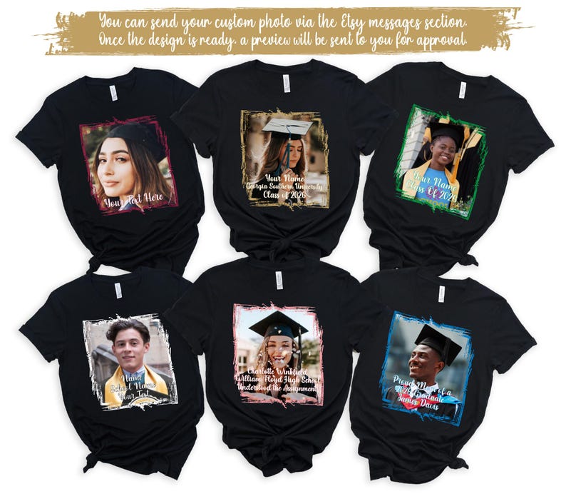 Camisetas de graduación personalizadas con foto vintage, camiseta personalizada de graduado 2026, camiseta de la generación 2026, camiseta de último año 2026, camiseta de graduado orgulloso imagen 1