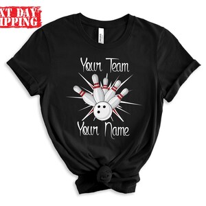 Camiseta de bolos personalizada, camisetas para equipos de bolos, camisetas para el equipo de bolos, camiseta personalizada para el equipo de bolos, camiseta divertida de bolos, regalo para jugadores de bolos imagen 4
