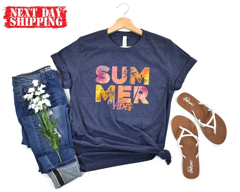 Vintage Summer Vibes Shirt, Retro Summer Vibes Tshirt, Women Summer Tank Top, Colorful Holiday Shirt, Summer Lovers Tee, Cute Summer Tee image 5