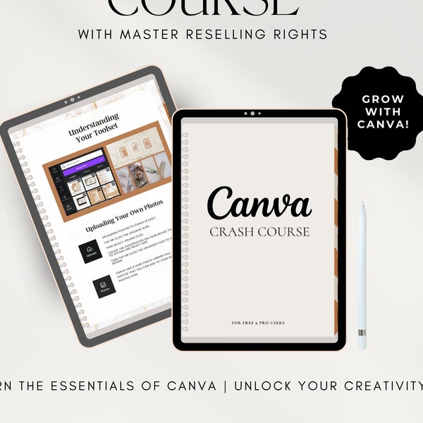 Canva Crash Course | MRR PLR Reseller | Instantly Download | eBook | Printable |Done For You|Mini Course| Guide | Free Printables w Purchase