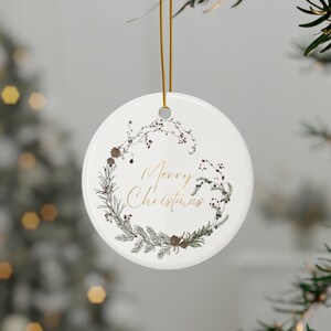 Merry Christmas Ceramic Circle Ornament - 1pc, 3pcs, 5pcs, 10pcs - Three Festive Shapes
