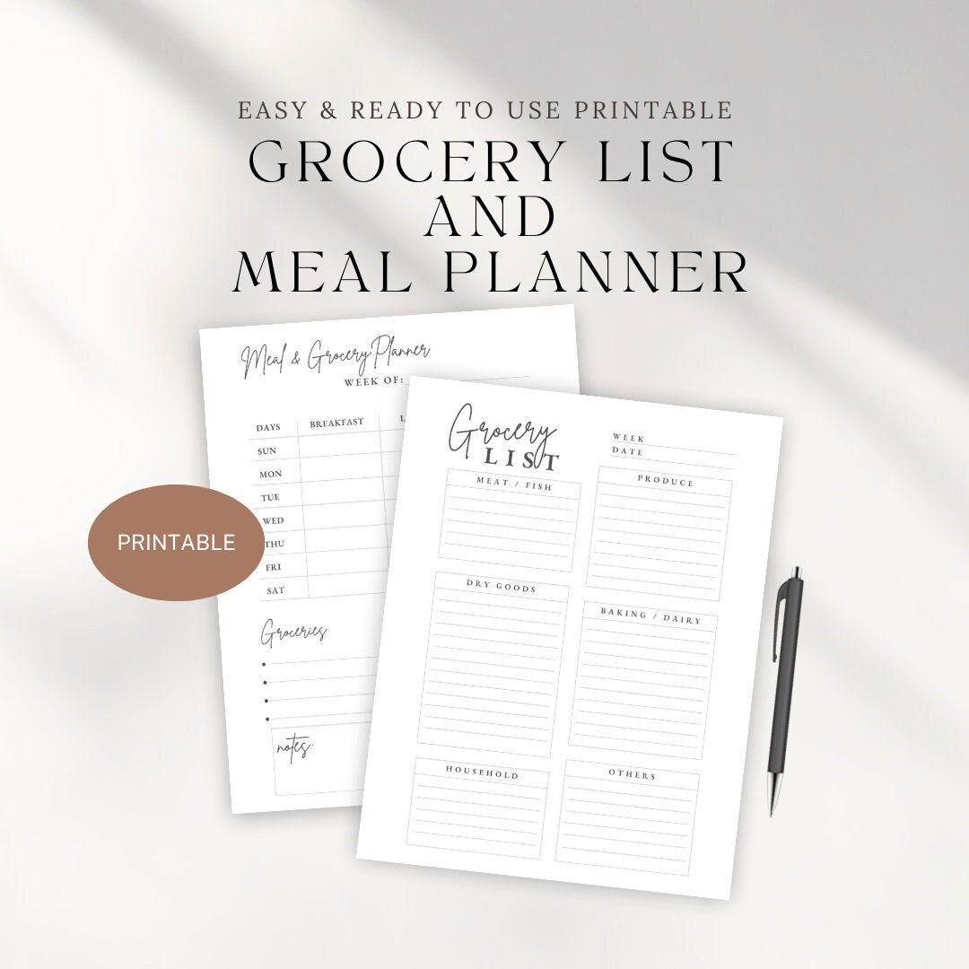 Weekly Grocery List | Meal Planner Printable | 7 Day Menu Plan | Food ...