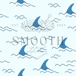 Seamless Ocean Sea Shark Pattern, Seamless Pattern, Printable Repeat Pattern, Seamless Textures, Desktop Background, Instant Download,300dpi