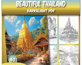 Beautiful Thailand : 40 Coloring Pages of Iconic Landscapes and Architectural Treasures in Thailand , Kids & Adults Coloring Pages