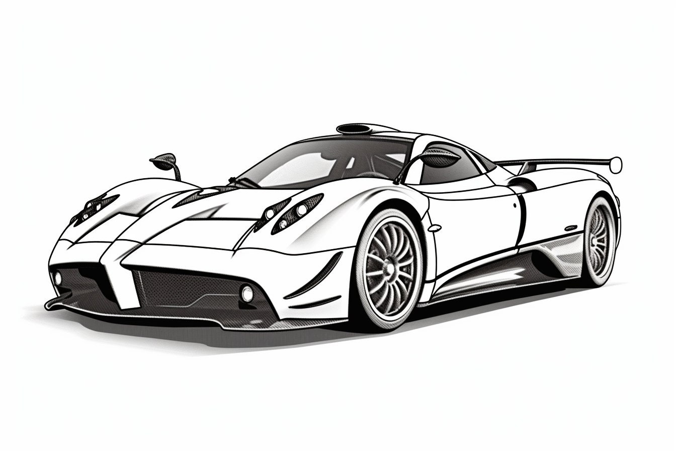 高級車の塗り絵 - トップ50のスーパーカー - ブガッティ、フェラーリ、ランボルギーニ - 子供から大人まで楽しめる、リラックスできる楽しい塗り絵  - Etsy 日本, image size:1344x896