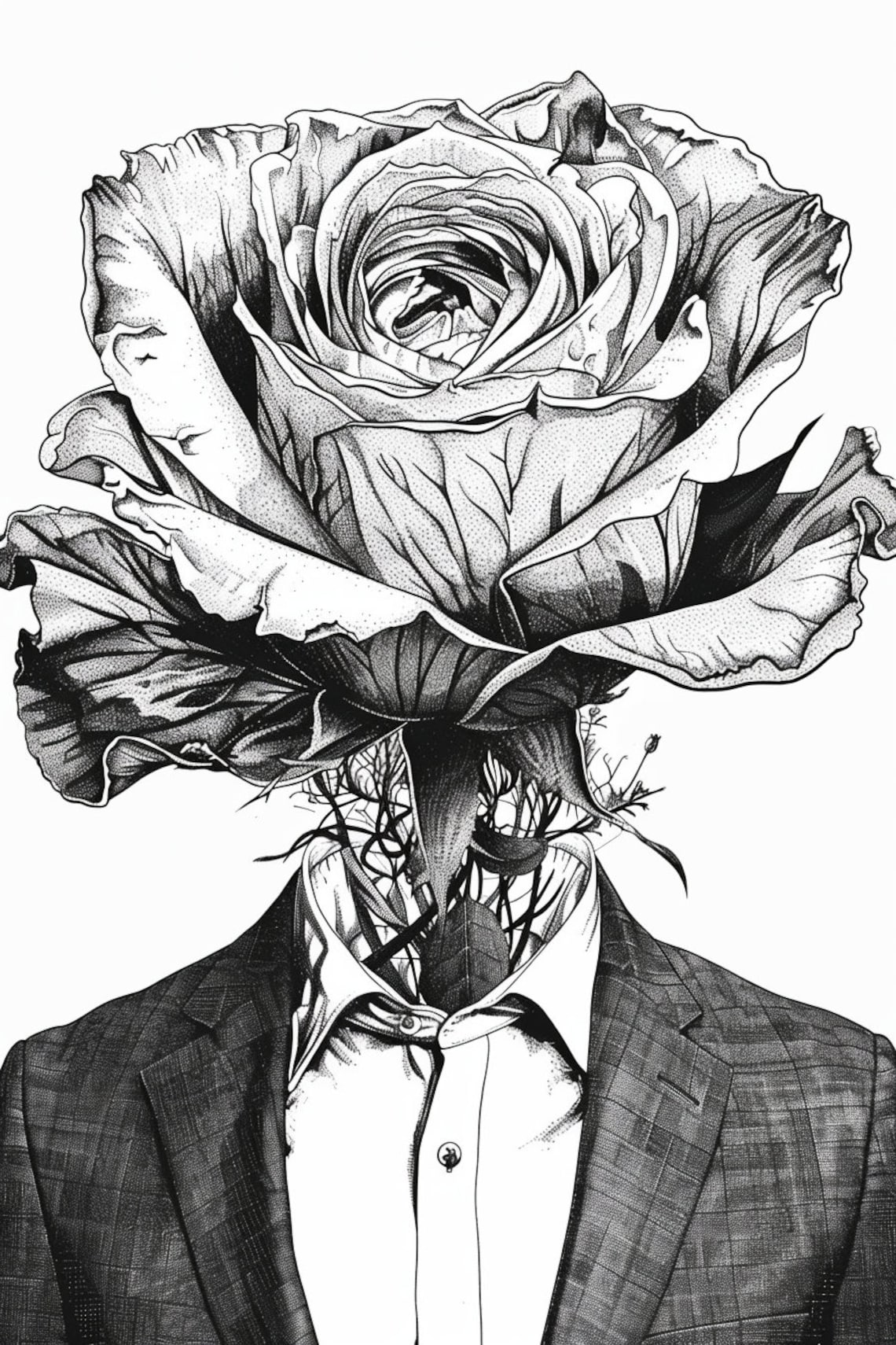 40 Rose Garden Coloring Pages for Kids and Adults Grayscale PDF Instant