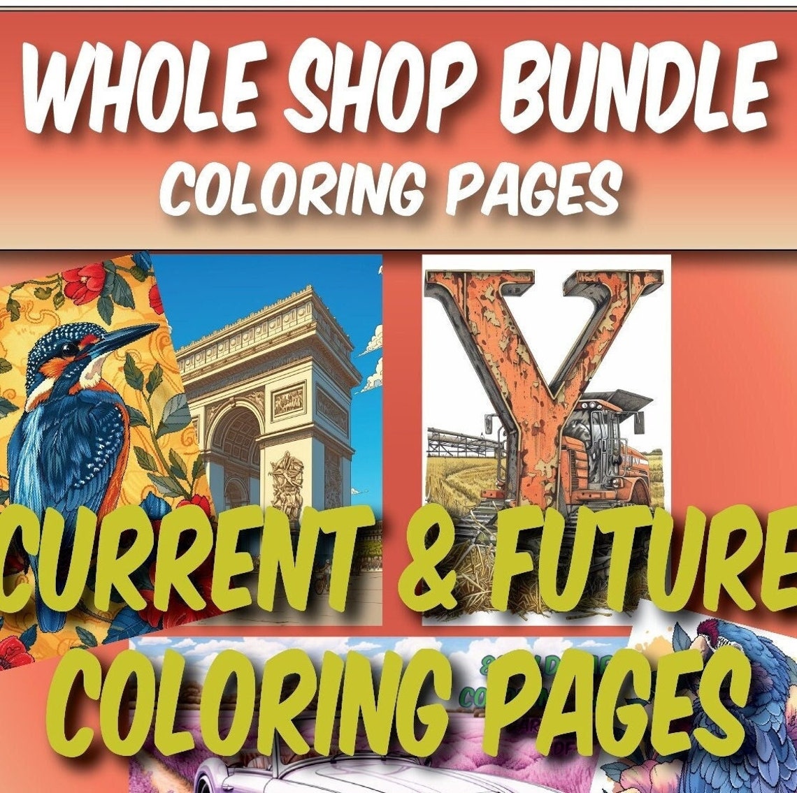 Whole Shop Bundle Coloring Pages - Instant Download - Grayscale ...
