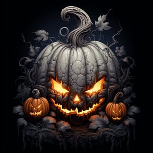 60 páginas para colorear de Halloween para adultos, páginas para colorear de calabazas, páginas para colorear en escala de grises de Halloween