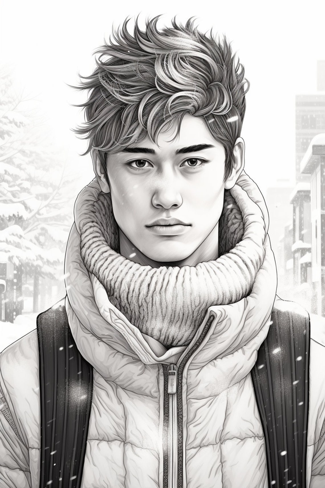 50 Handsome Men Coloring Pages, Man Portrait Grayscale Coloring Sheets ...